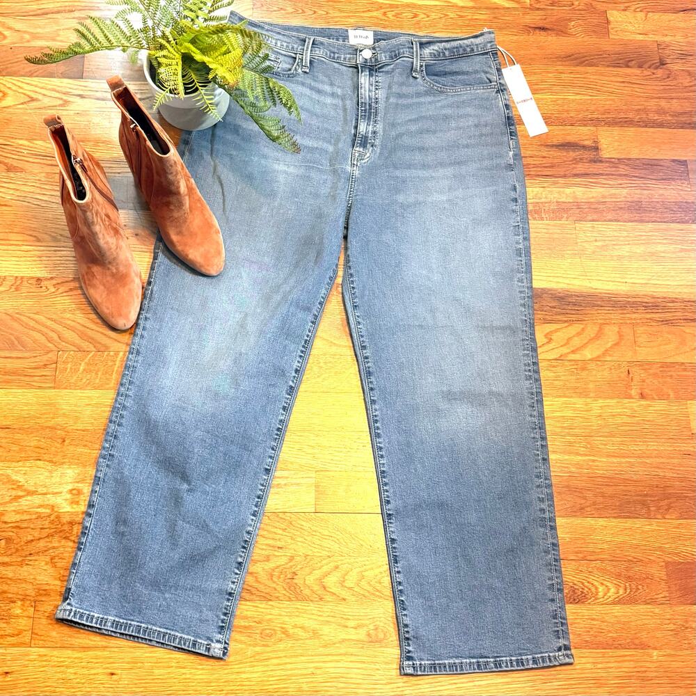 Hudson Noa Women’s 34 Light Blue Stretch High Rise Straight Ankle Jean Classic